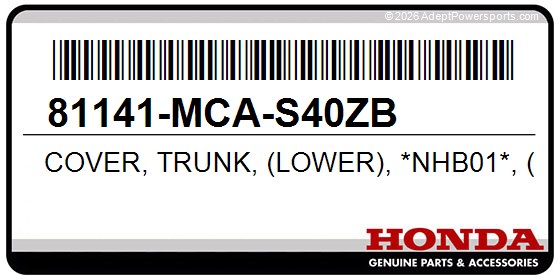 Honda 81141-MCA-S40ZB Cover, Trunk, (Lower), *Nhb01*, (Graphite, Black)