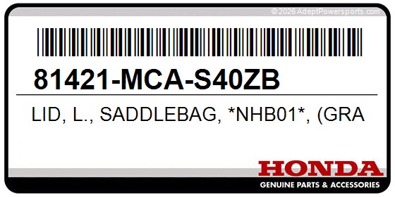 Honda 81421-MCA-S40ZB Lid, L., Saddlebag, *Nhb01*, (Graphite, Black)