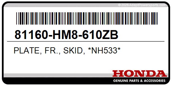 Honda 81160-HM8-610ZB Plate, Fr., Skid, *Nh533*