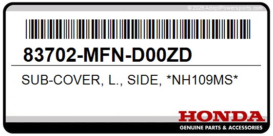 Honda 83702-MFN-D00ZD Sub-Cover, L., Side, *Nh109ms*