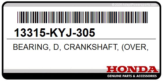 Honda 13315-KYJ-305 Bearing, D, Crankshaft, (Over, Size), (Red)