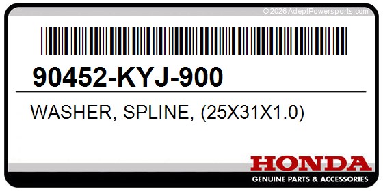 Honda 90452-KYJ-900 Washer, Spline, (25X31x1.0)
