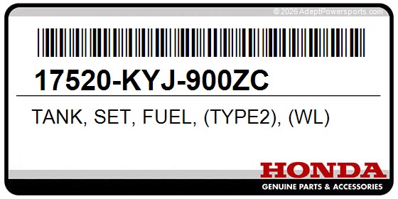 Honda 17520-KYJ-900ZC Tank, Set, Fuel, (Type2), (Wl)