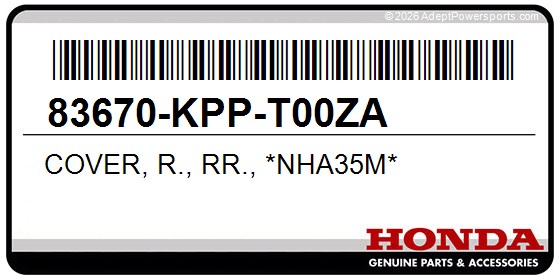 Honda 83670-KPP-T00ZA Cover, R., Rr., *Nha35m*