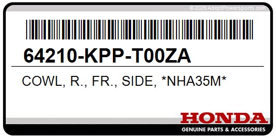 Honda 64210-KPP-T00ZA Cowl, R., Fr., Side, *Nha35m*
