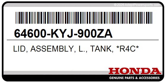 Honda 64600-KYJ-900ZA Lid, Assembly, L., Tank, *R4c*