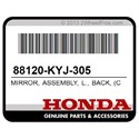 Honda 88120-KYJ-305 Mirror, Assembly, L., Back, (Coo)
