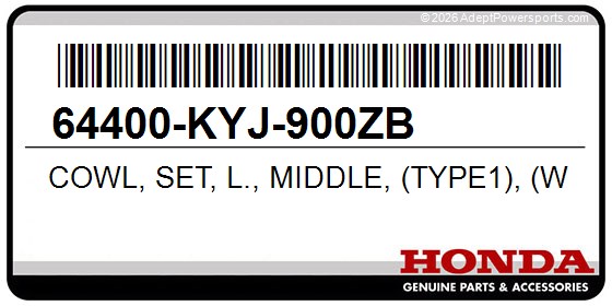 Honda 64400-KYJ-900ZB Cowl, Set, L., Middle, (Type1), (Wl)