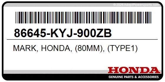 Honda 86645-KYJ-900ZB Mark, Honda, (80Mm), (Type1)