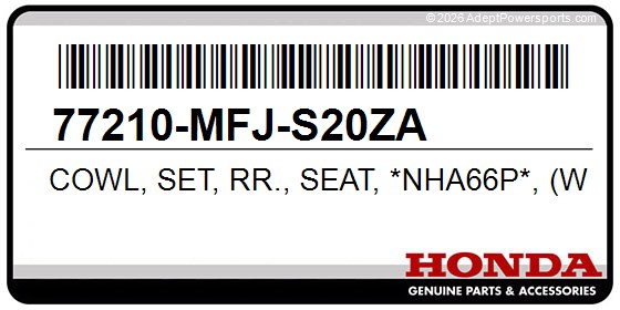Honda 77210-MFJ-S20ZA Cowl, Set, Rr., Seat, *Nha66p*, (Wl)