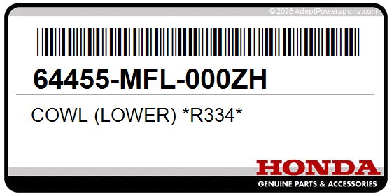 Honda 64455-MFL-000ZH Cowl (Lower) *R334*