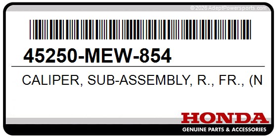 Honda 45250-MEW-854 Caliper, Sub-Assembly, R., Fr., (Nissin)