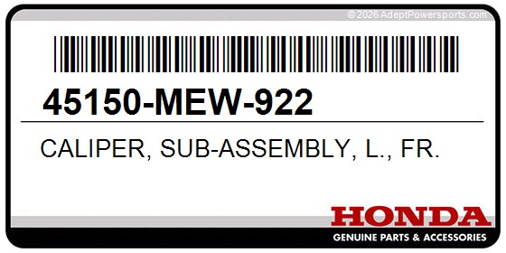 Honda 45150-MEW-922 Caliper, Sub-Assembly, L., Fr.