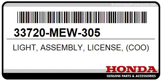 Honda 33720-MEW-305 Light, Assembly, License, (Coo)