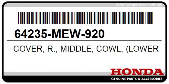 Honda 64235-MEW-920 Cover, R., Middle, Cowl, (Lower)