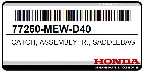 Honda 77250-MEW-D40 Catch, Assembly, R., Saddlebag