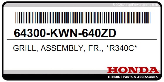 Honda 64300-KWN-640ZD Grill, Assembly, Fr., *R340c*