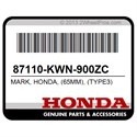 Honda 87110-KWN-900ZC Mark, Honda, (65Mm), (Type3)