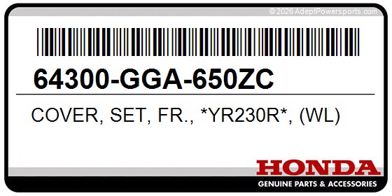 Honda 64300-GGA-650ZC Cover, Set, Fr., *Yr230r*, (Wl)