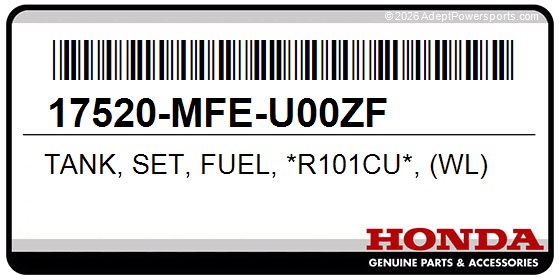 Honda 17520-MFE-U00ZF Tank, Set, Fuel, *R101cu*, (Wl)