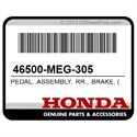 Honda 46500-MEG-305 Pedal, Assembly, Rr., Brake, (Coo)