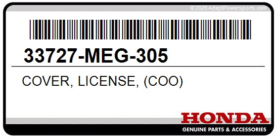 Honda 33727-MEG-305 Cover, License, (Coo)