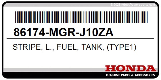 Honda 86174-MGR-J10ZA Stripe, L., Fuel, Tank, (Type1)