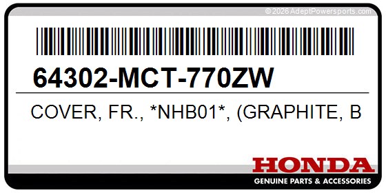 Honda 64302-MCT-770ZW Cover, Fr., *Nhb01*, (Graphite, Black)