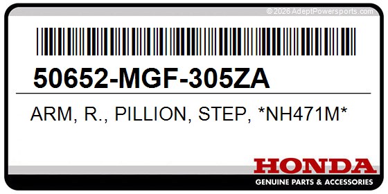Honda 50652-MGF-305ZA Arm, R., Pillion, Step, *Nh471m*