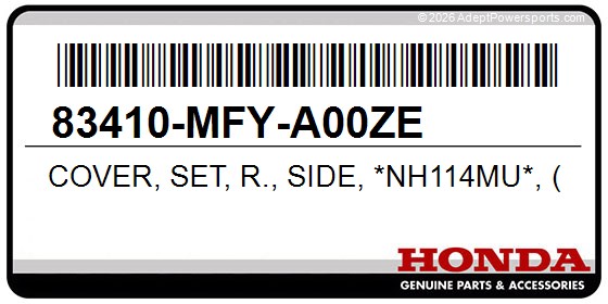 Honda 83410-MFY-A00ZE Cover, Set, R., Side, *Nh114mu*, (Wl)