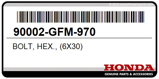 Honda 90002-GFM-970 Bolt, Hex., (6X30)