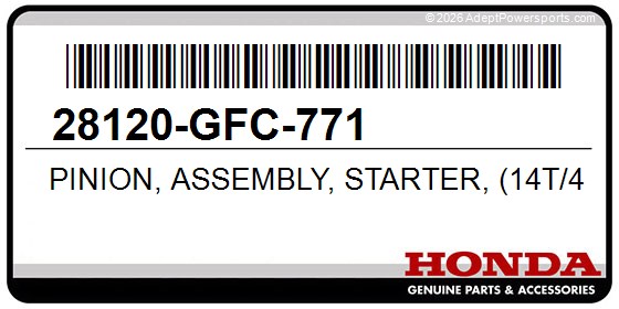 Honda 28120-GFC-771 Pinion, Assembly, Starter, (14T/40T)