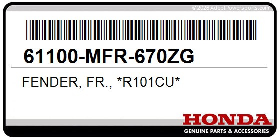 Honda 61100-MFR-670ZG Fender, Fr., *R101cu*