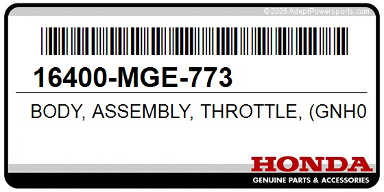 Honda 16400-MGE-773 Body, Assembly, Throttle, (Gnh0b, A)