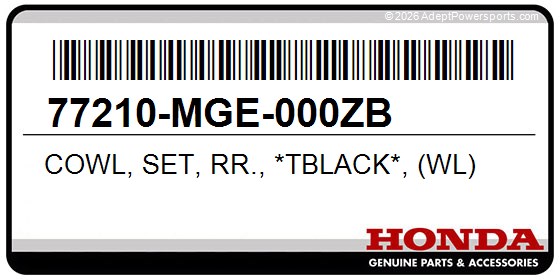 Honda 77210-MGE-000ZB Cowl, Set, Rr., *Tblack*, (Wl)