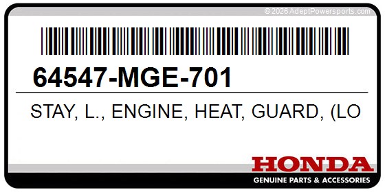 Honda 64547-MGE-701 Stay, L., Engine, Heat, Guard, (Lower)