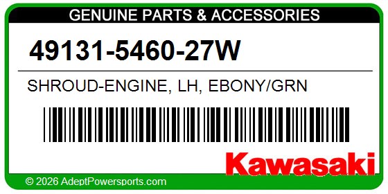 Kawasaki 49131-5460-27W Shroud-Engine, Lh, Ebony/Grn