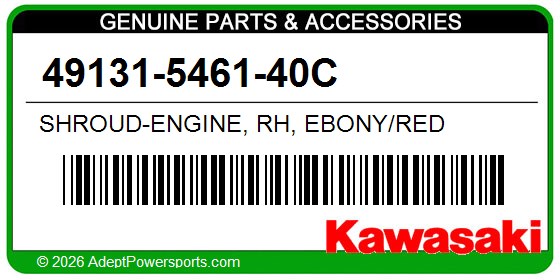 Kawasaki 49131-5461-40C Shroud-Engine, Rh, Ebony/Red