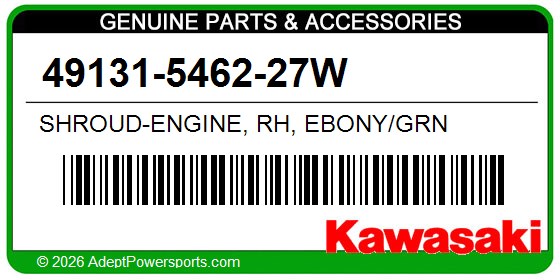 Kawasaki 49131-5462-27W Shroud-Engine, Rh, Ebony/Grn