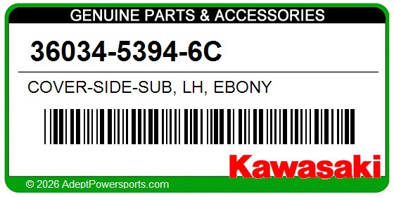 Kawasaki 36034-5394-6C Cover-Side-Sub, Lh, Ebony