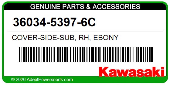 Kawasaki 36034-5397-6C Cover-Side-Sub, Rh, Ebony
