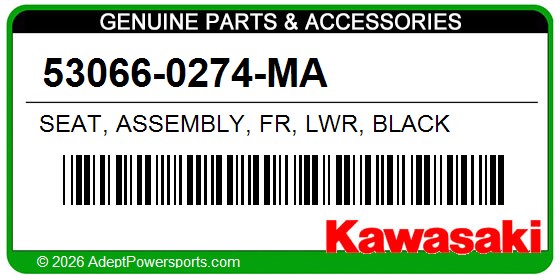 Kawasaki 53066-0274-MA Seat, Assembly, Fr, Lwr, Black