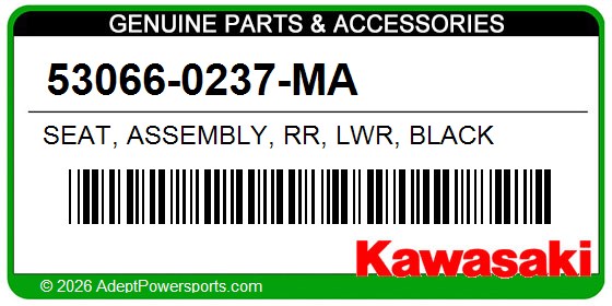Kawasaki 53066-0237-MA Seat, Assembly, Rr, Lwr, Black