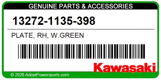 Kawasaki 13272-1135-398 Plate, Rh, W.Green