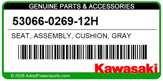 Kawasaki 53066-0269-12H Seat, Assembly, Cushion, Gray