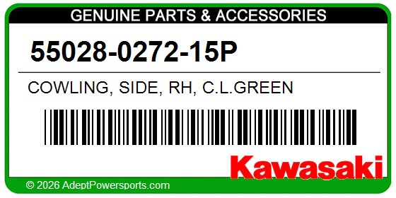 Kawasaki 55028-0272-15P Cowling, Side, Rh, C.L.Green