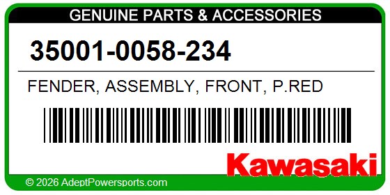 Kawasaki 35001-0058-234 Fender, Assembly, Front, P.Red