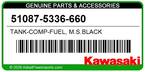 Kawasaki 51087-5336-660 Tank-Comp-Fuel, M.S.Black