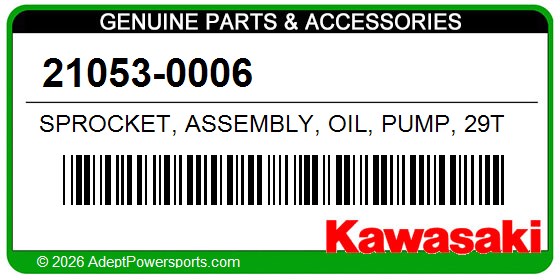 Kawasaki 21053-0006 Sprocket, Assembly, Oil, Pump, 29T