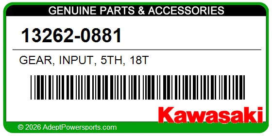 Kawasaki 13262-0881 Gear, Input, 5Th, 18T